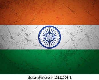 Grunge India flag textured background. Vector illustration.