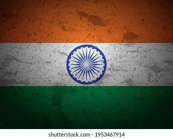 Grunge India flag textured background. Vector illustration.