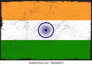 Grunge India flag.Indian flag with grunge texture.Vector template.