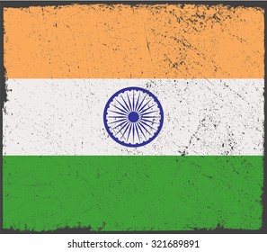 Grunge India flag.Indian flag with grunge texture.Vector template.