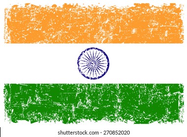 Grunge Indian flag.Flag of India with grunge texture.Vector template.