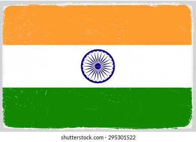 Grunge Indian flag.Flag of India with grunge texture.Vector template.