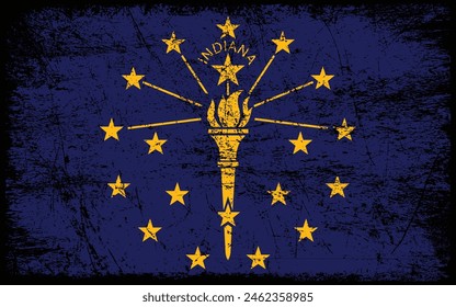 Grunge Indiana flag. Vector flag of Indiana.