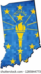 Grunge Indiana map with flag inside - Illustration