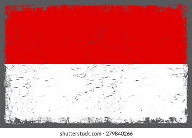 Grunge Indonesia flag.Indonesian flag with grunge texture.Vector template.