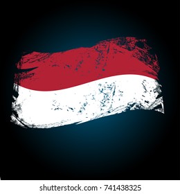 Grunge Indonesian Illustration flag.Vector flag of Indonesian