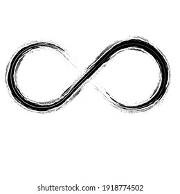 Grunge Infinity Symbol. Distressed Paint Brush, vector design.