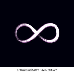 símbolo de infinidad de grillos, diseño vectorial con fondo blanco y rosa sobre fondo oscuro