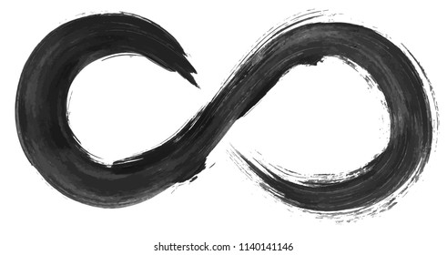 Grunge infinity symbol. Watercolor hand drawn vector illustration.