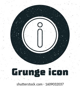 Grunge Information icon isolated on white background.  Vector Illustration