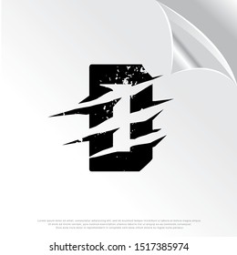 grunge initial D letter icon, scratch effect. modern template logo design