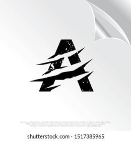 grunge initial A letter icon, scratch effect. modern template logo design