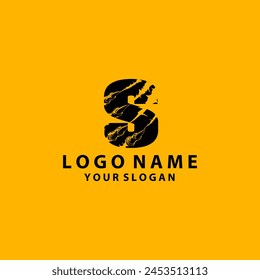 grunge initial letter S icon, scratch effect. modern template logo design