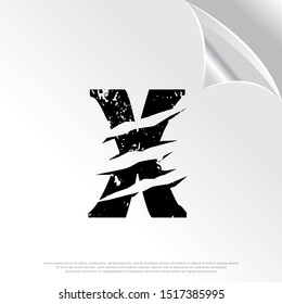 grunge initial letter X icon, scratch effect. modern template logo design