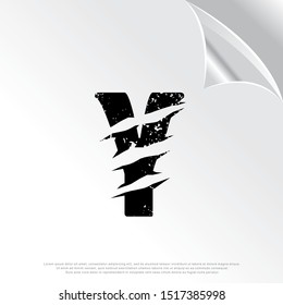 grunge initial  letter Y icon, scratch effect. modern template logo design