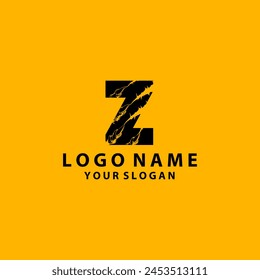 grunge initial letter Z icon, scratch effect. modern template logo design