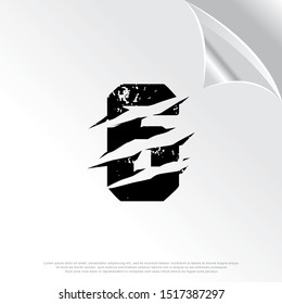 grunge initial number 6 icon, scratch effect. modern template logo design