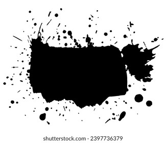 Grunge ink blot background with streaks,splashes,spots,dots,streaks.Abstract spot.Splatters of paint, watercolor stain.Use texture for the design of postcards,banners,posters. Isolated.Vector