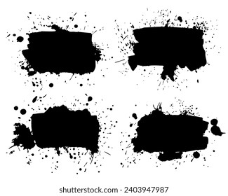 Grunge fondos de manchas de tinta con rayas, salpicaduras, manchas, puntos, estrías.Punto abstracto.Platos de pintura, mancha de acuarela.Usar textura para el diseño de postales, carteles, afiches. Vector aislado