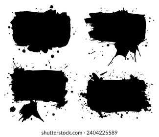 Grunge ink blot backgrounds set with streaks,splashes,spots,dots,streaks.Abstract spot.Splatters of paint, watercolor stain.Use texture for the design of postcards,banners,posters. Isolated.Vector
