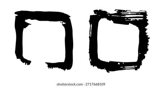 Grunge Tintenkleckse mit Spritzer, Streifen, Schürfwunden, Kratzern. Abstrakter Punktkader. Splatter Aquarell Flecken Elemente. Texturdesign für Postkarte, Banner, Poster. Einzeln. Vektorgrafik