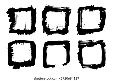 Grunge Tintenkleckse mit Spritzer, Streifen, Schürfwunden, Kratzern. Abstrakter Punktkader. Splatter Aquarell Flecken Elemente. Texturdesign für Postkarte, Banner, Poster. Einzeln. Vektorgrafik