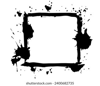 Grunge Tinte Rahmen mit Streifen, Splash, Flecken, Punkte, Streifen.Abstrakte Punktkadre.Farbtafeln, Aquarellfleck.Verwenden Sie Textur für das Design von Postkarten, Bannern, Poster. Isolated.Vector 