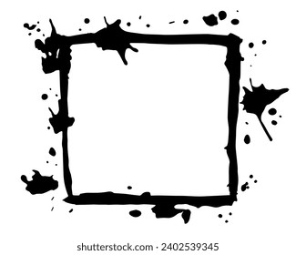 Grunge Tinte Rahmen mit Streifen, Splash, Flecken, Punkte, Streifen.Abstrakte Punktkadre.Farbtafeln, Aquarellfleck.Verwenden Sie Textur für das Design von Postkarten, Bannern, Poster. Isolated.Vector 