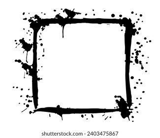 Grunge Tinte Rahmen mit Streifen, Splash, Flecken, Punkte, Streifen.Abstrakte Punktkadre.Farbtafeln, Aquarellfleck.Verwenden Sie Textur für das Design von Postkarten, Bannern, Poster. Isolated.Vector 