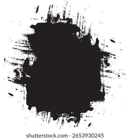 Mancha de tinta do Grunge. Respingo de tinta áspera. Textura de pincel angustiada. Forma grunge vetorial.
