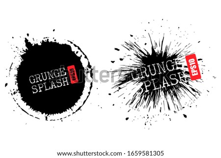Grunge ink blot shapes, vector illustration isolated on white background