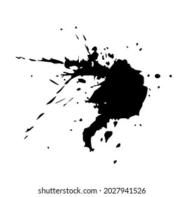 Grunge ink blot with streaks,splashes,spots,dots,streaks.Abstract spot.Splatters of paint, watercolor for Rorschach Test.Use for the design of postcards,banners,posters. Isolated.Vector illustration
