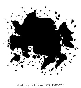 Grunge ink blot with streaks,splashes,spots,dots,streaks.Abstract spot.Splatters of paint, watercolor for Rorschach Test.Use for the design of postcards,banners,posters. Isolated.Vector illustration