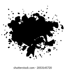 Grunge ink blot with streaks,splashes,spots,dots,streaks.Abstract spot.Splatters of paint, watercolor for Rorschach Test.Use for the design of postcards,banners,posters. Isolated.Vector illustration