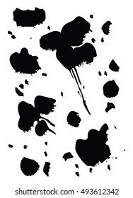 Grunge Ink Blots Brush Texture Isolated on White Background. Vector illustration