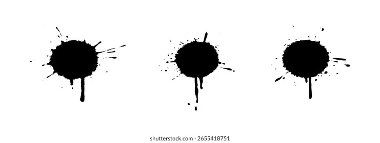 Grunge ink blots on black colour
