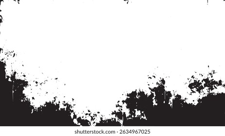 Grunge Ink Border Texture, Distressed Black Ink Grunge Frame on White Background