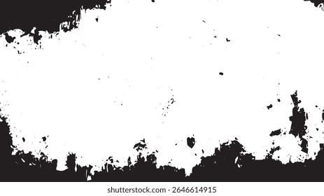 Textura da borda da tinta grunge com quadro de tinta preta angustiada no plano de fundo branco