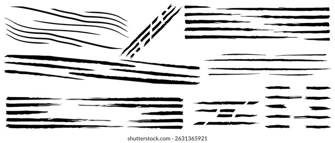 Grunge Ink Brush Stroke Collection – Vector Hand Drawn Lines, Rough Texture Elements, Artistic Paint Streaks, Abstract Marker Smears for Tattoo, Comic, Poster, and Graphic Design Use