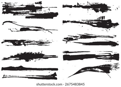Conjunto de textura de trazo de pincel de tinta Grunge