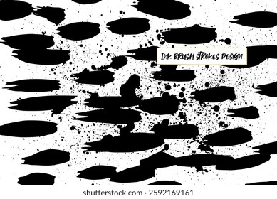 Grunge ink brush strokes elements. Black paint brush, stroke, line, grunge. Dirty textures of banners, boxes, frames and design elements. Black grunge brush stroke ink template collection.