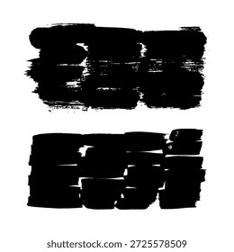 Grunge ink brush strokes elements. Black paint brush, stroke, line, grunge. Dirty textures of banners, boxes, frames and design elements. Black grunge brush stroke ink template collection.