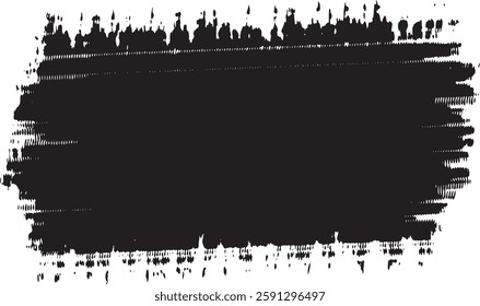 Grunge ink brush strokes freehand. Monochrome ink painted stroke. Painted by brush black stain.