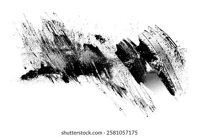 Grunge ink brush strokes and halftone texture – abstract brutalist vector artwork.