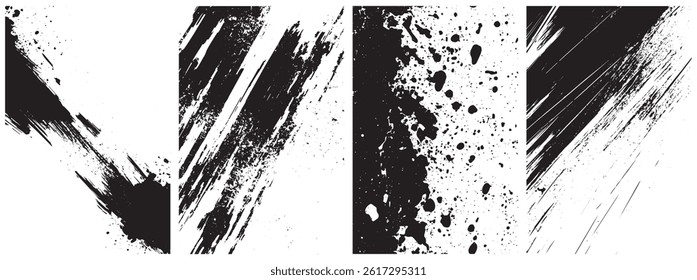 Grunge Ink Brush Strokes and Splatter Texture Set