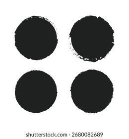 Grunge Ink Circle Round Set mit strukturierten Rändern - einzelne Vektor EPS AI Editierbare Farben