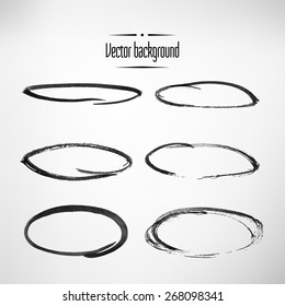 Grunge ink circle vector element set. Vector illustration