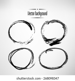 Grunge ink circle vector element set. Vector illustration