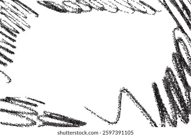 Grunge Ink Crayon Texture  childish doodle wave Frame