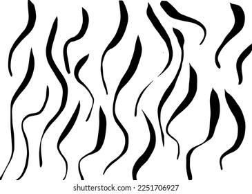 Grunge Ink Curle Wave Brush Strokes Illustration.